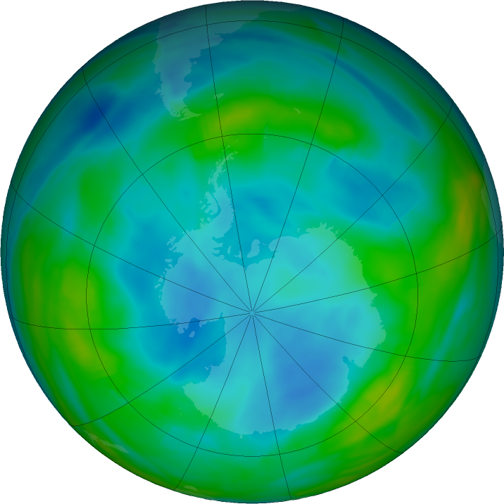 Antarctic ozone map for 12 July 2021